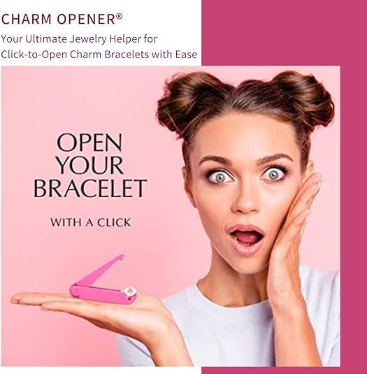 Charm Opener Pink European Charm Bracelet Tool, Barrel Clasp, Clip Beads Patented clasp opener for European charm bracelets: opens barrel clasps, clip beads, and safety chains precisely.