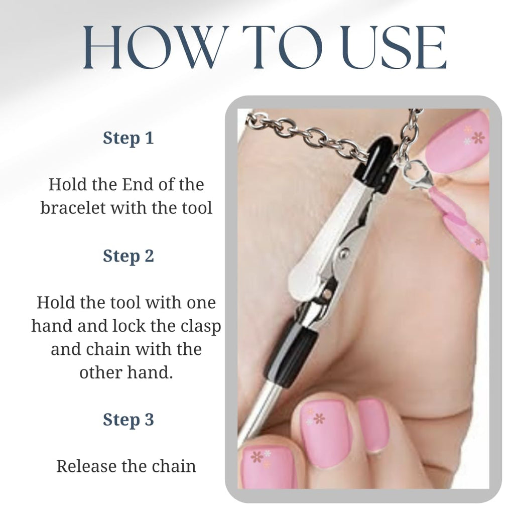 Charm Opener . Bracelet Helper Tool - Fastener and Jewelry Helper Tool for Easy Bracelet Opening - Portable, Easy-to-Use Design in Durable Silver Metal