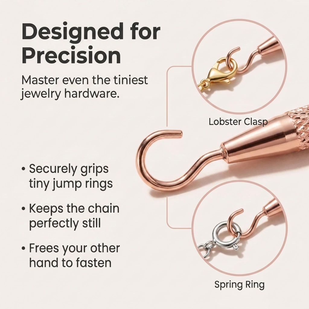 Charm Opener Jewelry Helper Hook, Gold, Bracelet and Necklace, Seniors Put on your bracelet by yourself: one-handed helper hook holds the clasp ring steady so you can close it alone.