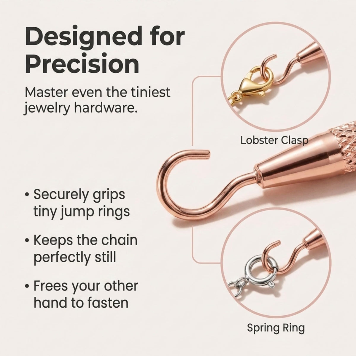 Charm Opener Jewelry Helper Hook, Gold, Bracelet and Necklace, Seniors Put on your bracelet by yourself: one-handed helper hook holds the clasp ring steady so you can close it alone.