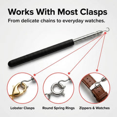 Charm Opener Retractable Jewelry Helper Hook, Black, Bracelet Clasp Aid Put on your bracelet by yourself: retractable hook holds any lobster clasp ring steady so you can close it alone.