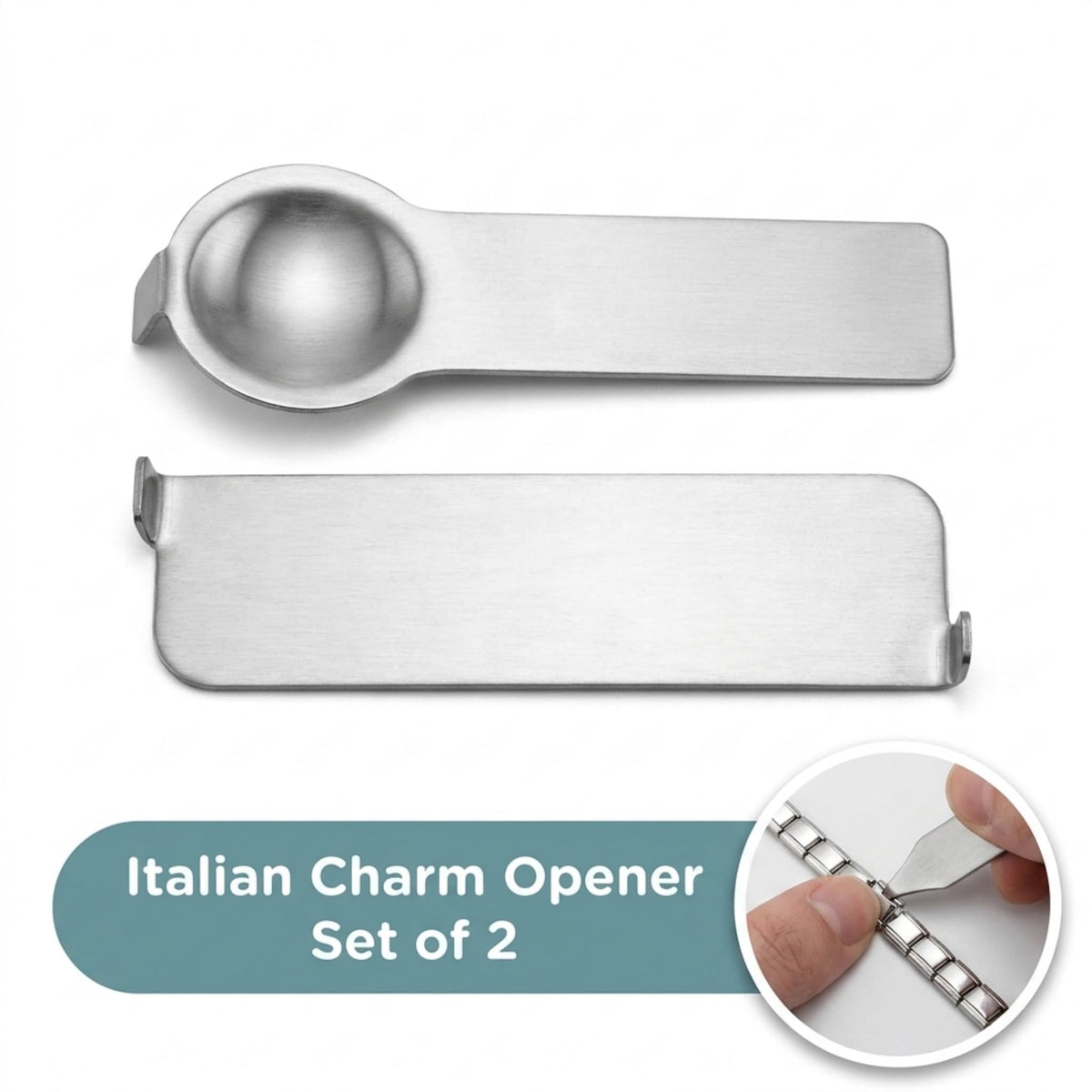 Charm Opener Italian Charm Bracelet Tool, Set of 2, Thumb and Square 9mm Italian charm bracelet tool set: opens 9mm modular links to add, remove, or rearrange charms without sore thumbs.