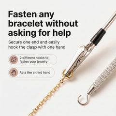 Charm Opener Jewelry Helper Hook and Bracelet Fastener Clip, Silver, Women Put on your bracelet by yourself: jewelry helper hook and bracelet fastener clip, 2-piece set for lobster clasps.