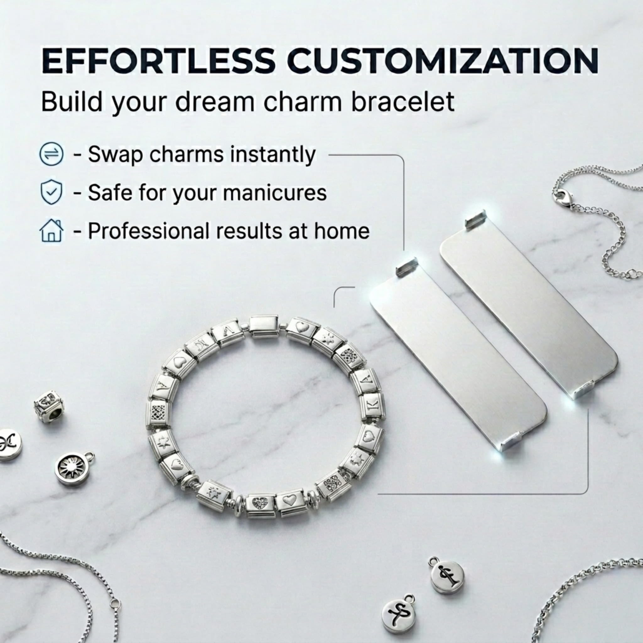 Charm Opener Italian Charm Bracelet Square Tool, Set of 2, 9mm Modular Italian charm bracelet tool set: opens 9mm modular links to add, remove, or rearrange charms without sore thumbs.