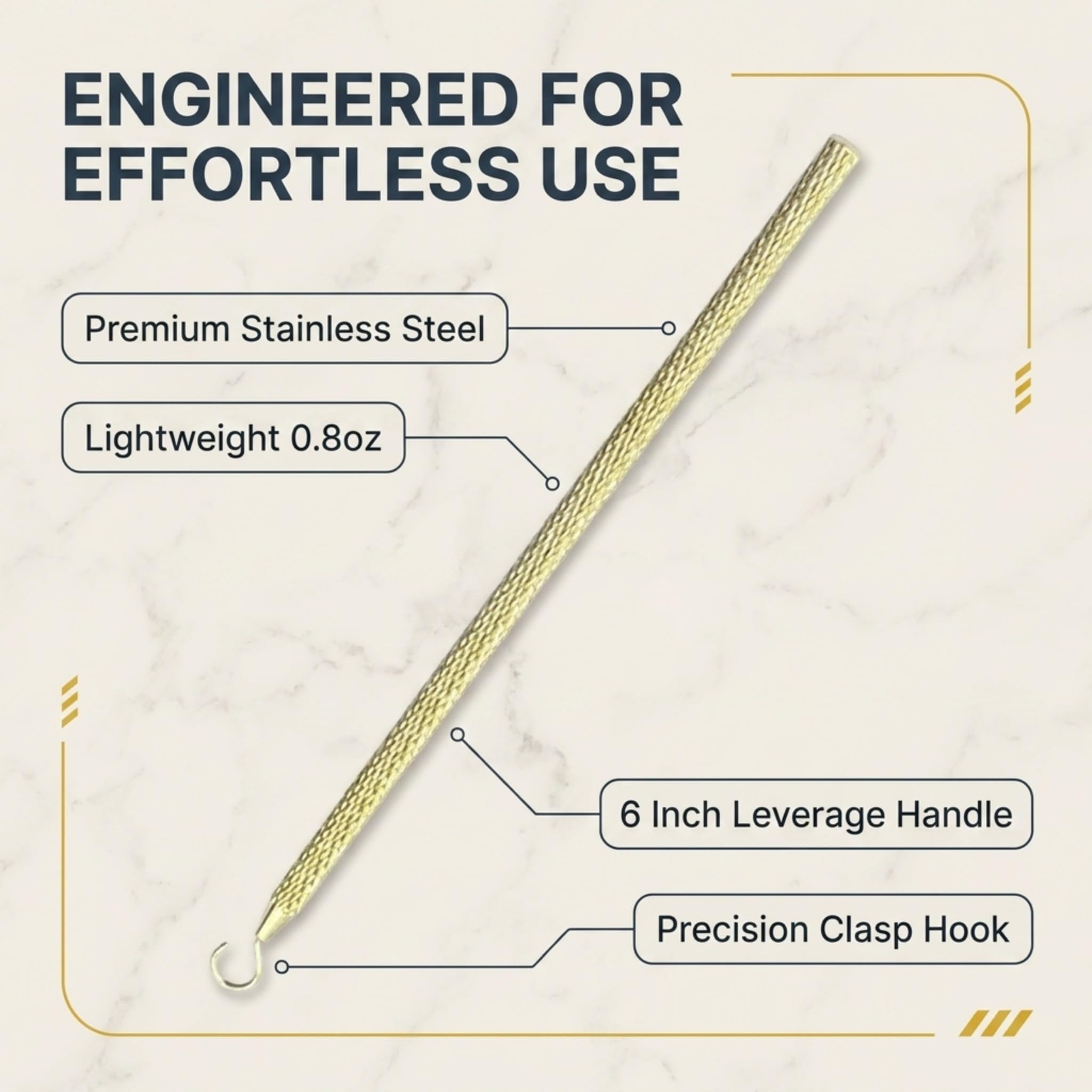 Charm Opener Jewelry Helper Hook, Gold, Bracelet and Necklace, Seniors Put on your bracelet by yourself: one-handed helper hook holds the clasp ring steady so you can close it alone.