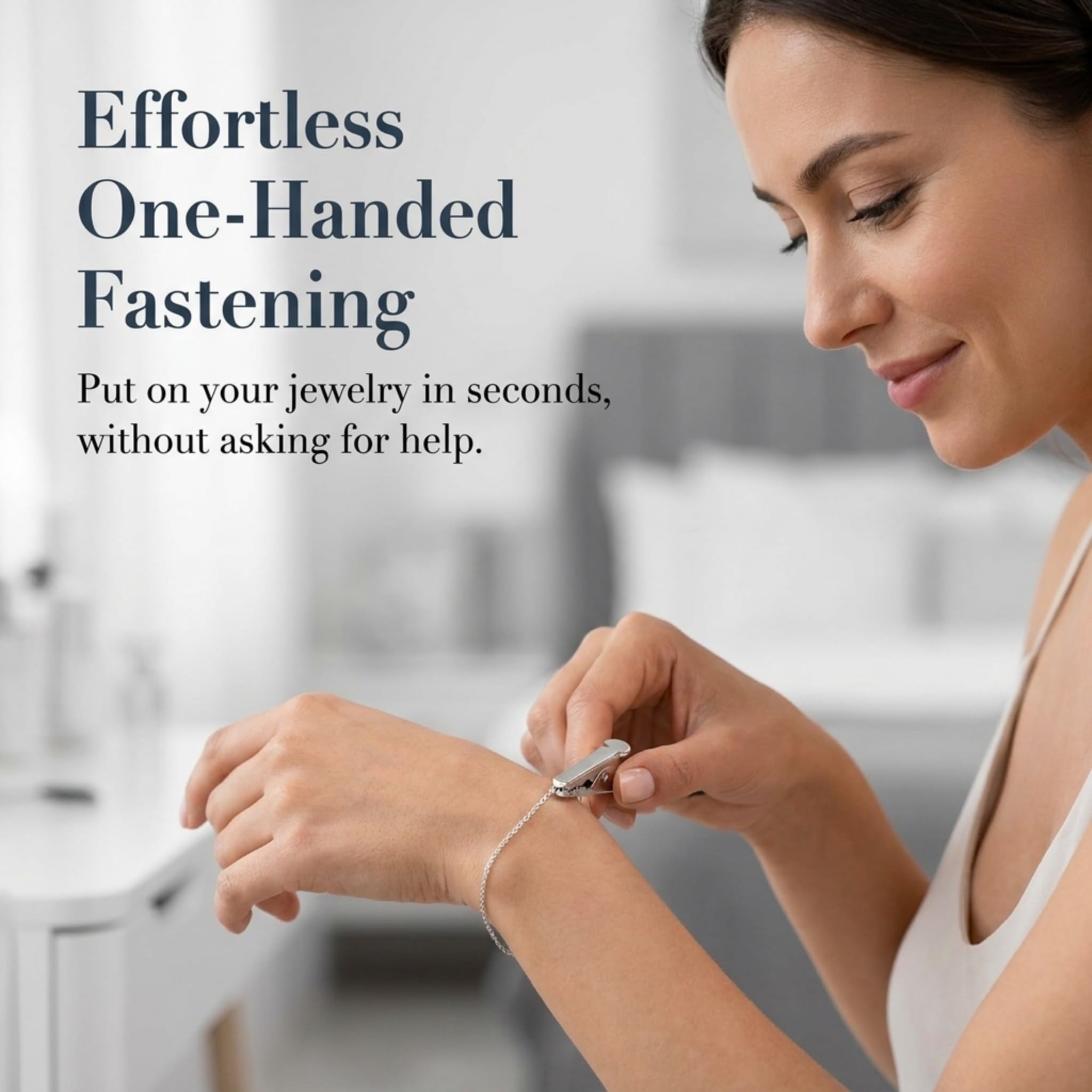 Charm Opener Jewelry Helper Hook, Silver, Bracelet and Necklace Clasp Aid Put on your bracelet by yourself: one-handed helper hook holds the clasp ring steady so you can close it alone.