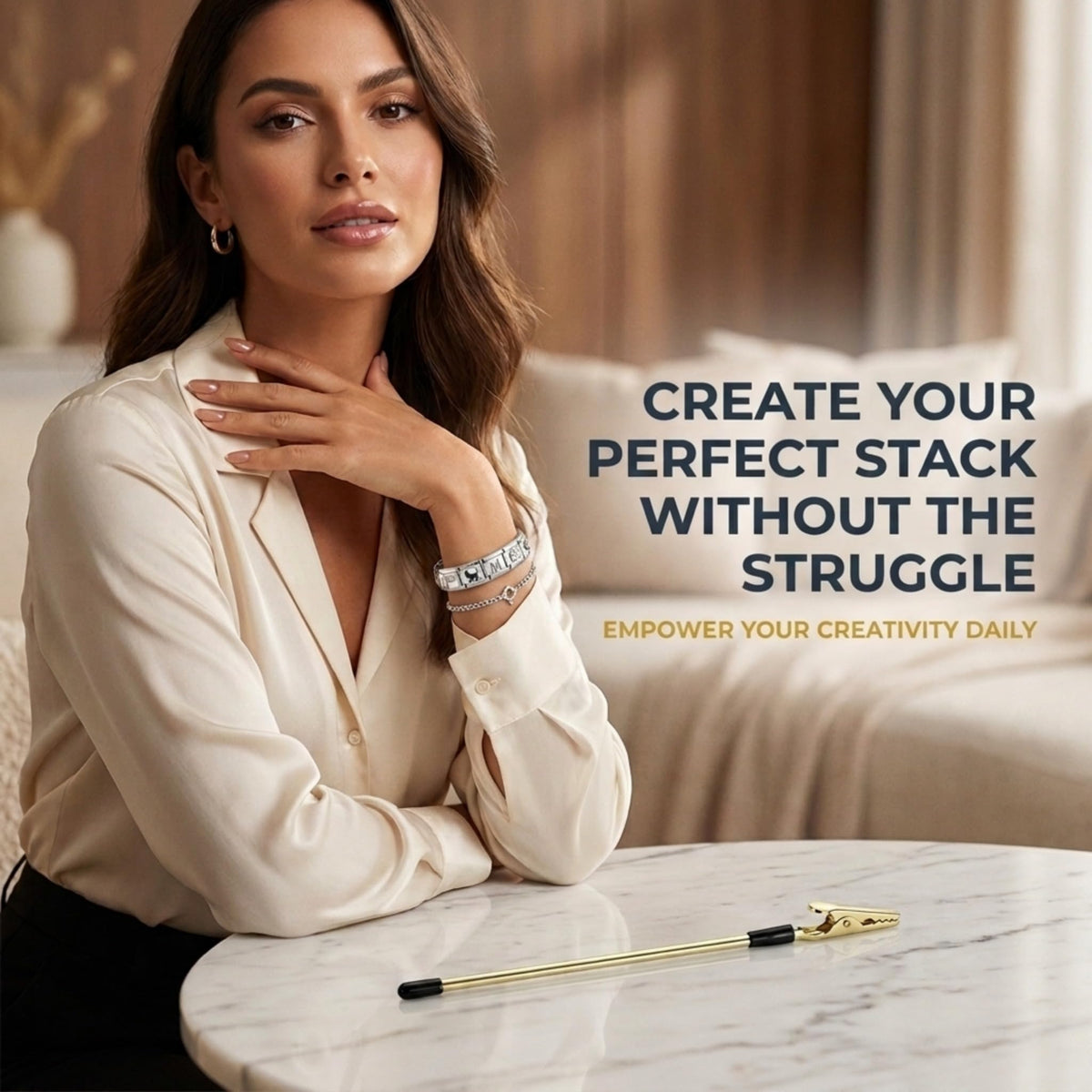 Charm Opener Italian Charm Bracelet Thumb Tool x2, Gold, Modular Links 3-piece set: Italian charm link opener and two retractable clasp hooks for bracelets, necklaces, and zippers, no help needed.