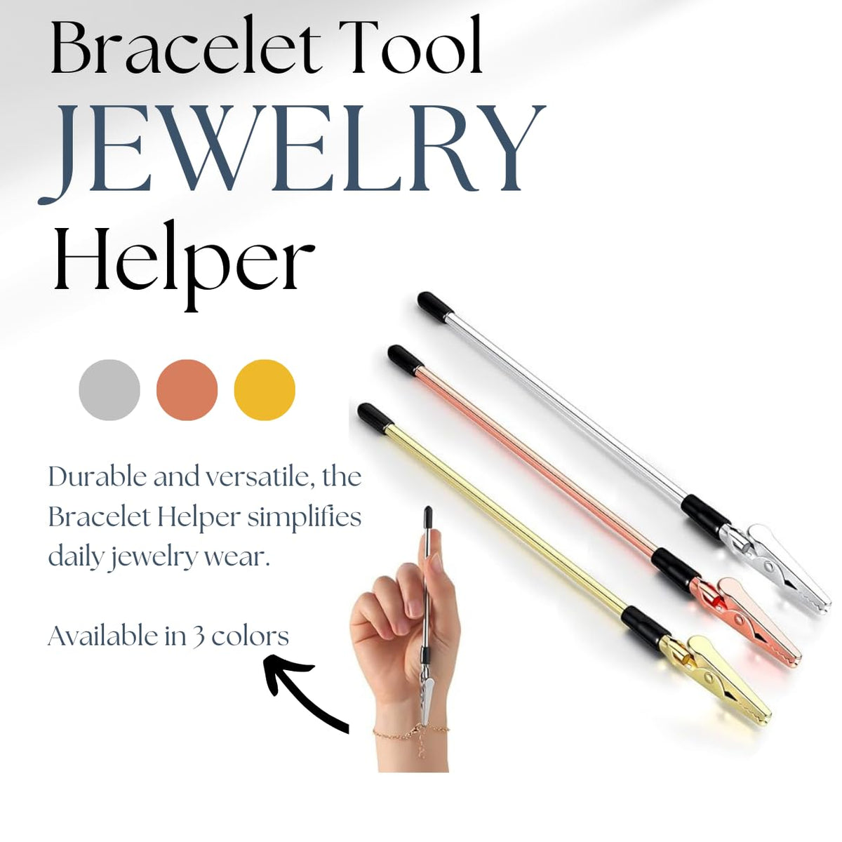 Charm Opener Jewelry Helper Hook, Silver, Bracelet and Necklace Clasp Aid Put on your bracelet by yourself: one-handed helper hook holds the clasp ring steady so you can close it alone.