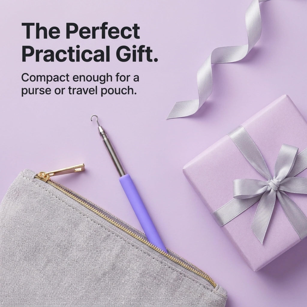 Charm Opener Retractable Jewelry Helper Hook, Purple, Bracelet Clasp Aid Put on your bracelet by yourself: retractable hook holds any lobster clasp ring steady so you can close it alone.