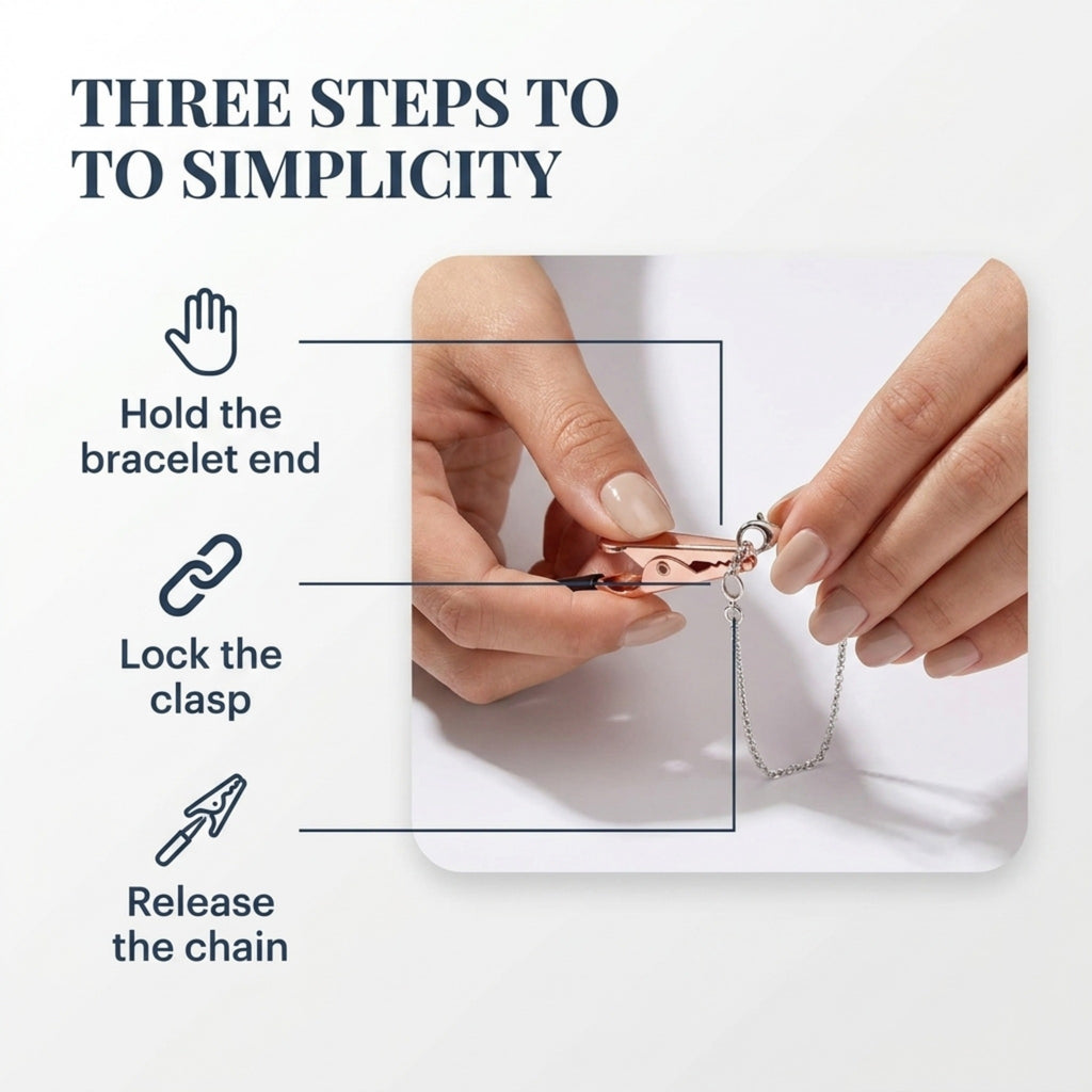 Charm Opener Jewelry Helper Hook, Silver, Bracelet and Necklace Clasp Aid Put on your bracelet by yourself: one-handed helper hook holds the clasp ring steady so you can close it alone.