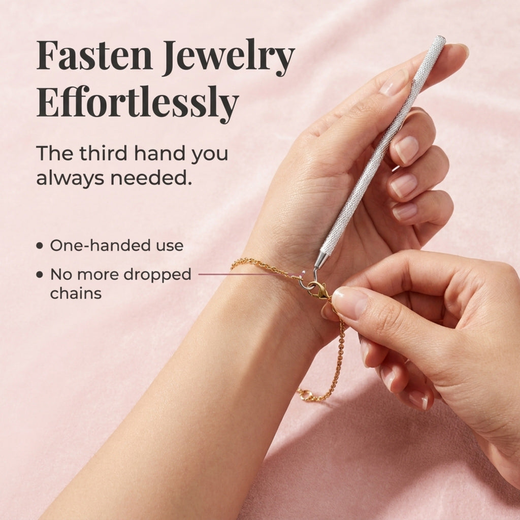 Charm Opener Bracelet Helper Tool Hook - Easy Jewelry Wearing Assistance - Metal Bracelet Buddy Fastening Helper with Necklace Clasp Opener - Convenient Bracelet Fastener for Self-Use, Ideal for the Elderly