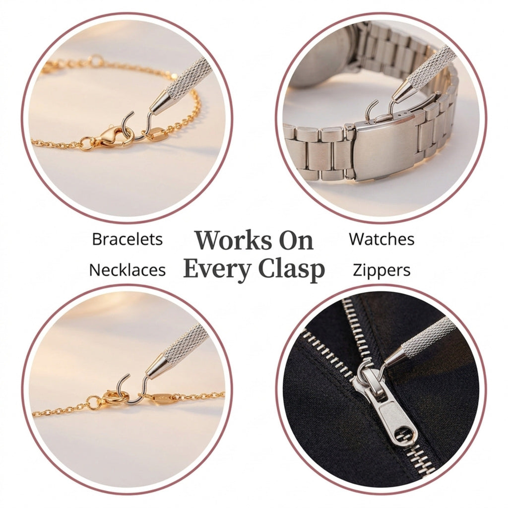Charm Opener Bracelet Helper Tool Hook - Easy Jewelry Wearing Assistance - Metal Bracelet Buddy Fastening Helper with Necklace Clasp Opener - Convenient Bracelet Fastener for Self-Use, Ideal for the Elderly