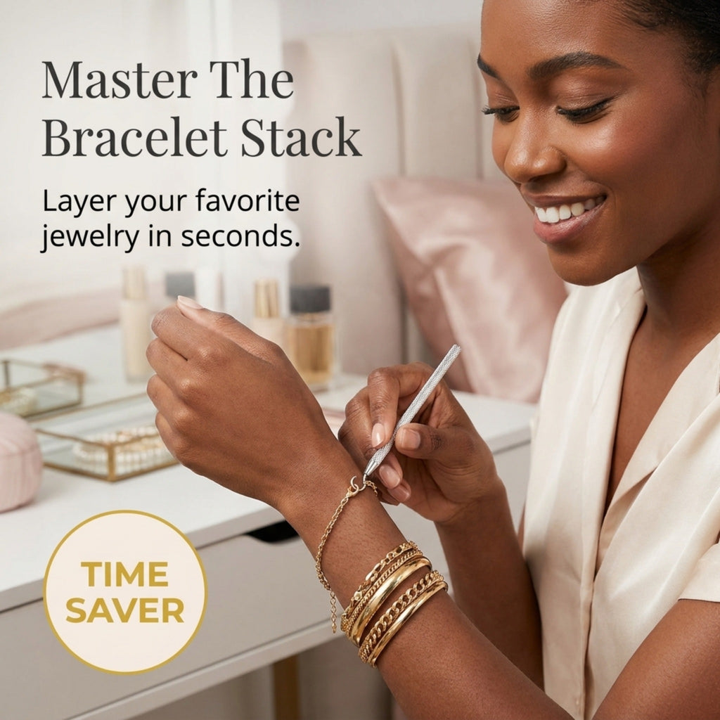Charm Opener Bracelet Helper Tool Hook - Easy Jewelry Wearing Assistance - Metal Bracelet Buddy Fastening Helper with Necklace Clasp Opener - Convenient Bracelet Fastener for Self-Use, Ideal for the Elderly