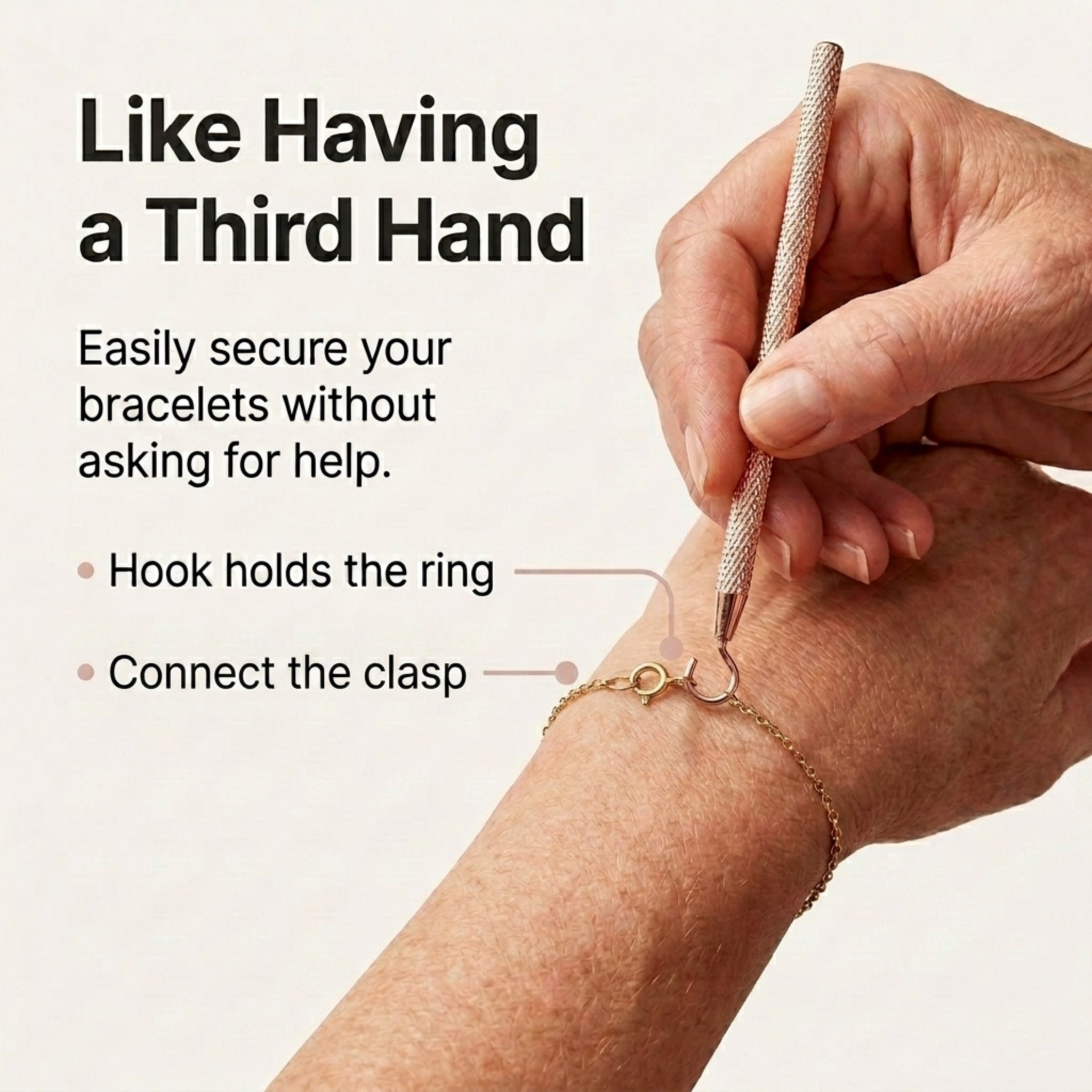 Charm Opener Bracelet Helper Tool Hook - Easy Jewelry Wearing Assistance - Metal Bracelet Buddy Fastening Helper with Necklace Clasp Opener - Convenient Bracelet Fastener for Self-Use, Ideal for the Elderly