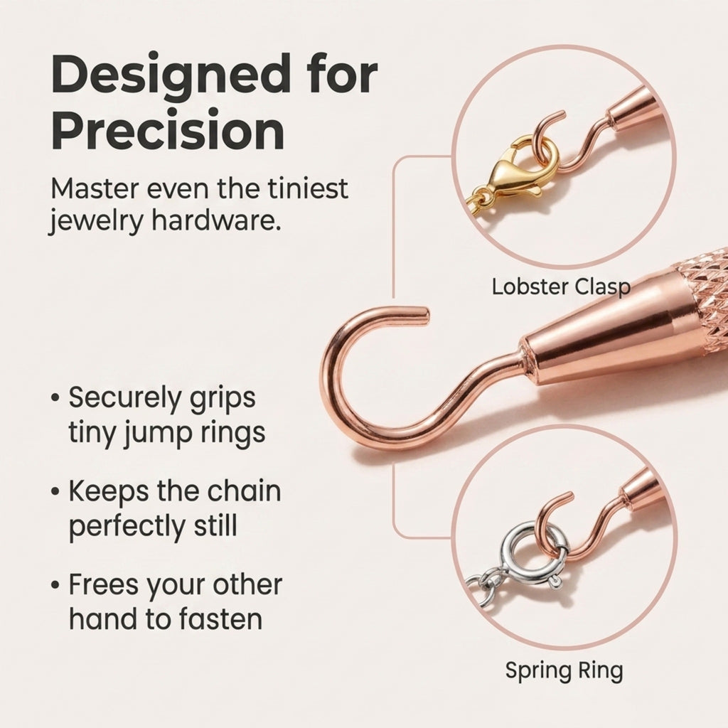 Charm Opener Bracelet Helper Tool Hook - Easy Jewelry Wearing Assistance - Metal Bracelet Buddy Fastening Helper with Necklace Clasp Opener - Convenient Bracelet Fastener for Self-Use, Ideal for the Elderly