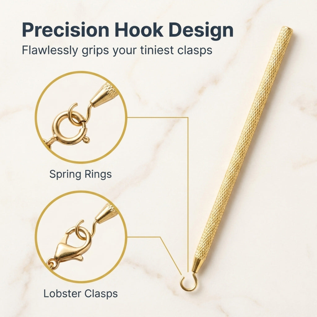 Charm Opener Bracelet Helper Tool Hook - Easy Jewelry Wearing Assistance - Metal Bracelet Buddy Fastening Helper with Necklace Clasp Opener - Convenient Bracelet Fastener for Self-Use, Ideal for the Elderly